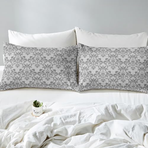 Erosebridal Damask Sheet Set Twin Size Light Grey