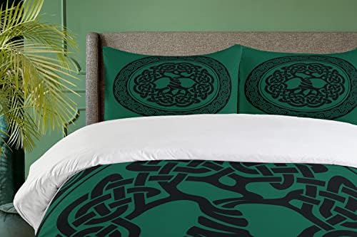 Ambesonne Forest Green Black Duvet Cover Set with Pillow Sham