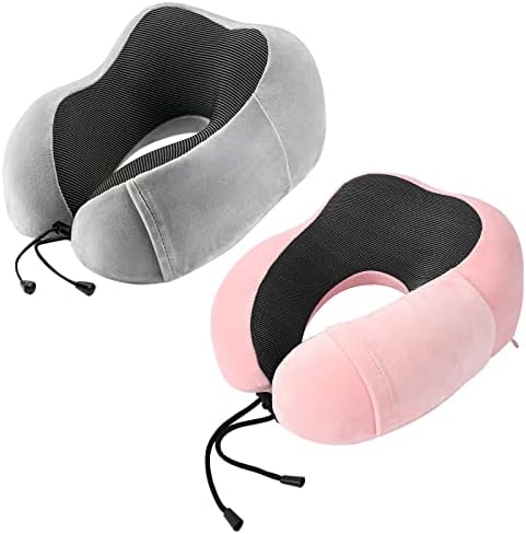 urnexttour 2 Pack Travel Neck Pillow with Memory Foam Support
