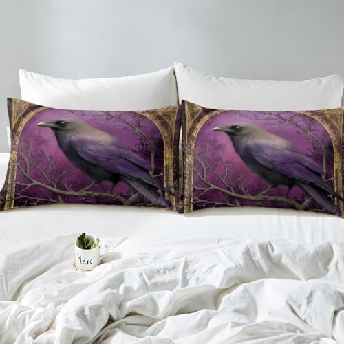 Castle Fairy Gold Purple Crow Halloween Sheet Set Twin Size