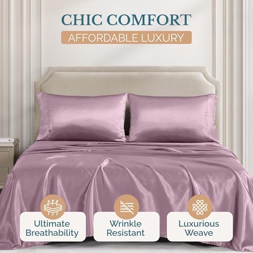 Casa Platino Satin Sheets Set for Girls - Pink