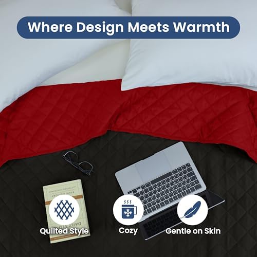 Martex Reversible Coverlet - Queen Size Bedspread - EbonyRed