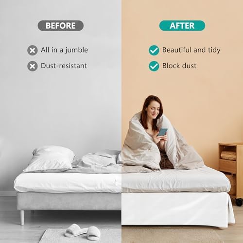 WVM Soft Quadruple Pleated Bed Skirt for Queen Bed