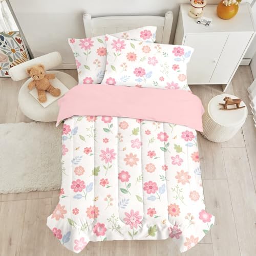 SANDJEST Floral Duvet Cover Set for Kids