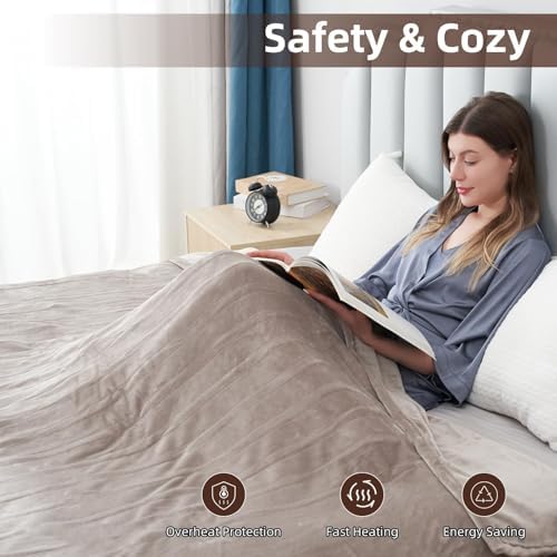 Eydna Electric Heated Blanket Full Size Camel 72x84