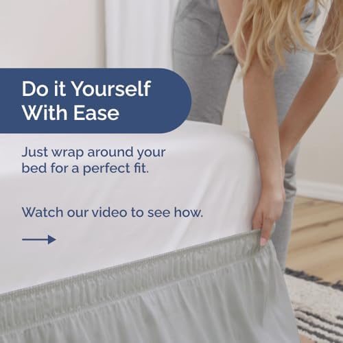 Wrap Around Dust Ruffle Bed Skirt 2 Pillowcases Bundle - Light Grey 1