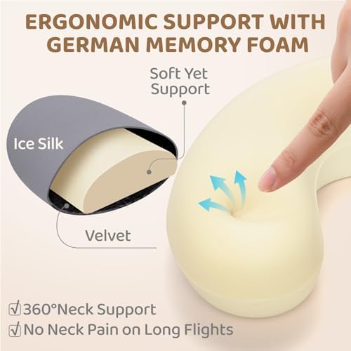 Mewaii Travel Neck Pillow with Hood and Memory Foam