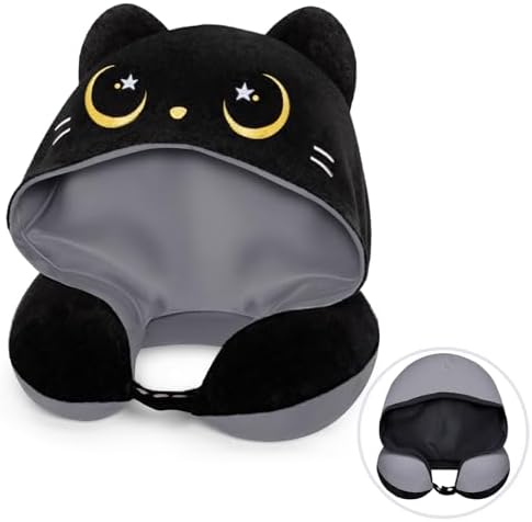 Mewaii Travel Neck Pillow with Hood and Memory Foam