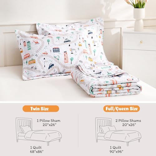 JSD Kids Quilt Set FullQueen Soft Lightweight Summer Bedspread with Pillow Shams