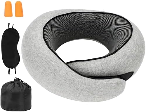 Memory Foam Neck Pillow with Eye Mask and Ear Plugs