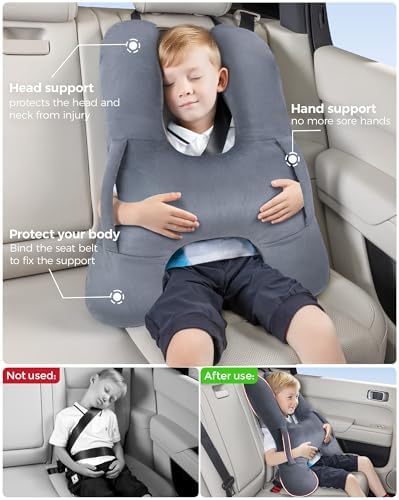 BEBAS H-Shaped Travel Pillow for Kids Adults - Grey
