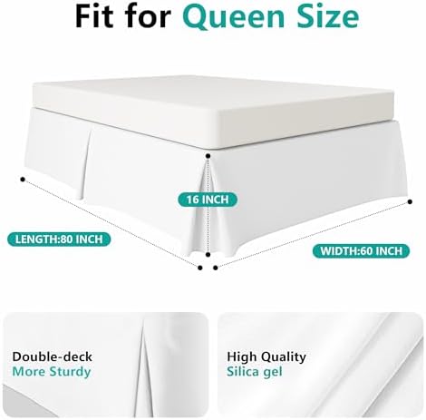 WVM Soft Quadruple Pleated Bed Skirt for Queen Bed