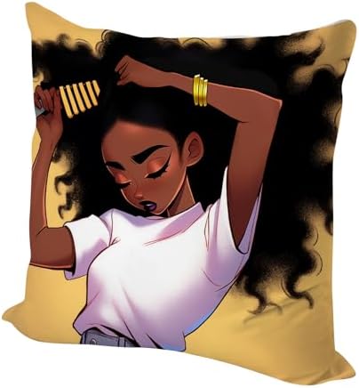 SARA NELL Black Girl Throw Pillow Cover 18x18 Inch