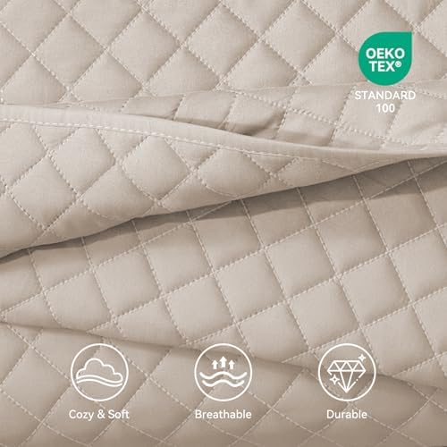 SunStyle Home Beige Diamond Quilt Set Twin 2pcs