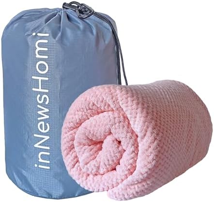 INNEWSHOMI Travel Blanket with Pillow Pink
