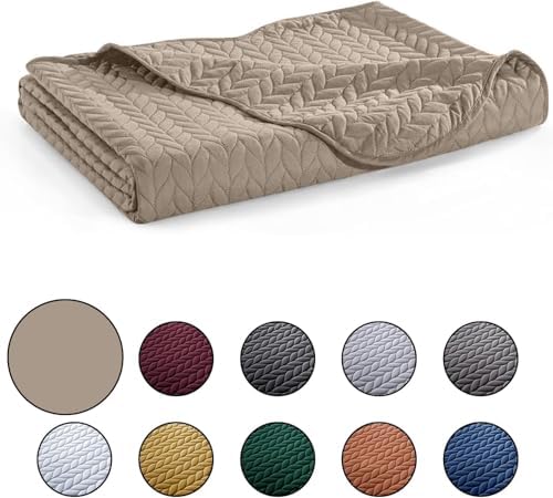 IR Imperial Rooms Queen Quilt Bedding Set 90x96 - 3 Pcs Beige Microfiber