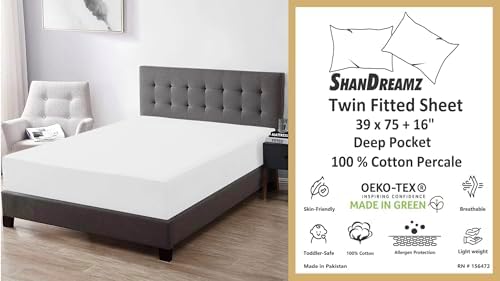 100 Cotton Percale Twin Fitted Sheet 4 Pack 39x75x16 Deep Pocket