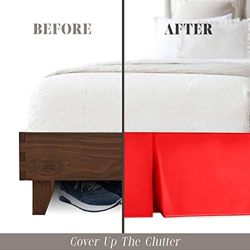 Elegant Comfort Queen Bed Skirt - 1500D Microfiber Valentine Red