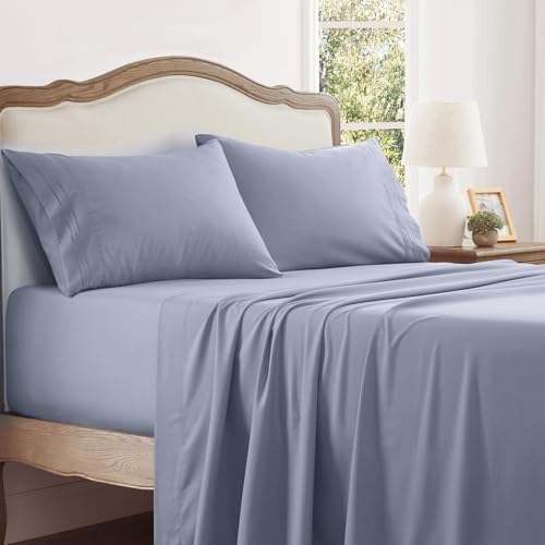 Aormenzy Extra Deep Cal King Sheets Set - 4 Piece Silver Grey
