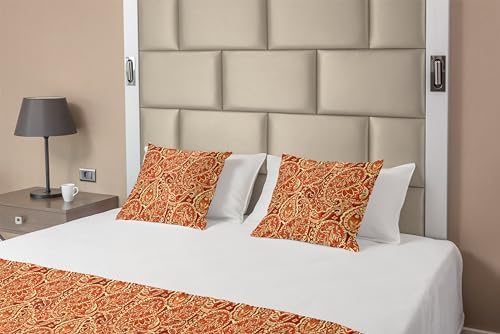 Ambesonne Paisley Bed Runner Set Queen Paprika Yellow 1