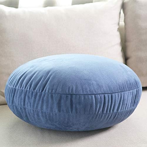 Hodeco Round Throw Pillow 18x18 Navy Blue