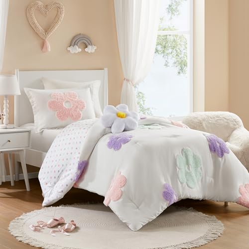 Twin Floral Comforter Set for Girls - Reversible 3 Piece
