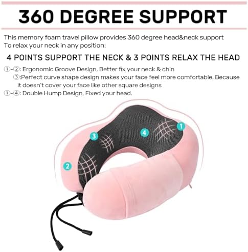 urnexttour 2 Pack Travel Neck Pillow with Memory Foam Support
