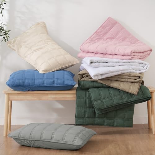 HiSnug Beige Quilt Set Queen Size 3 Pieces