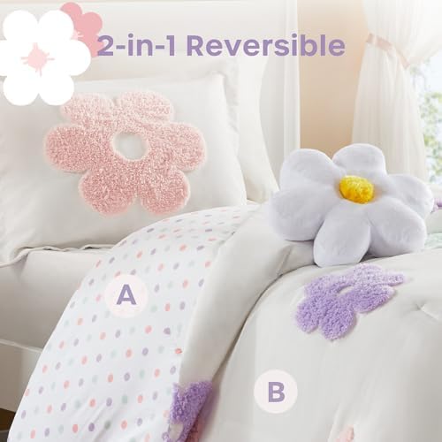 Twin Floral Comforter Set for Girls - Reversible 3 Piece