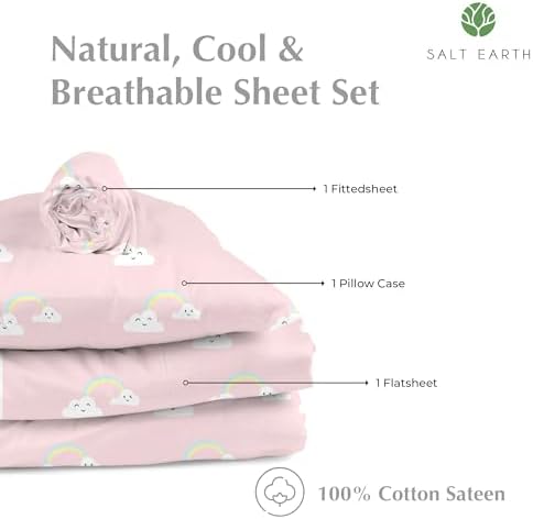 Salt Earth 100 Cotton 210TC Rainbow Kids Bed Sheet Set