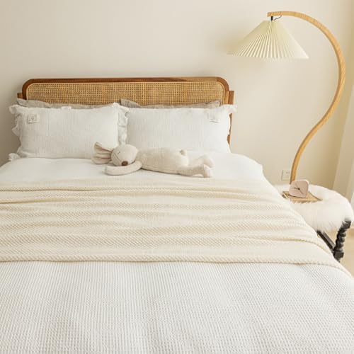 SUZEPER Light Grey King Bed Runner with Tassels