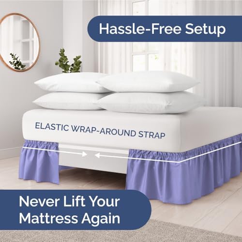 CGK Unlimited Wrap Around Dust Ruffle Bed Skirt 2 Pillowcases Bundle - Lavender 1