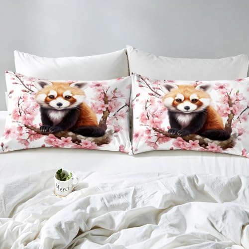 Manfei Red Panda Kawaii Bedding Set Twin Size