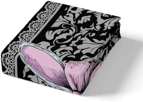 Homewish Black Grey Damask Bedding Set Twin Size 3Pcs