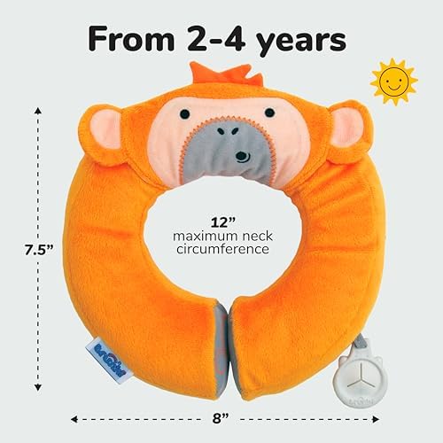 Trunki Kids Travel Neck Pillow with Chin Rest Mylo Monkey Orange
