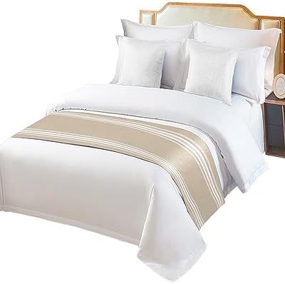 Ldtrchee Cal King Bed Runner Beige Striped Satin Scarf Throws