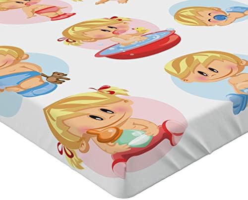 Ambesonne Cartoon Fitted Sheet Multicolor California King