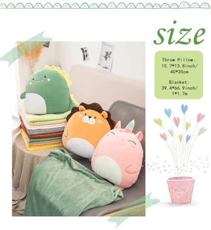 SMIUPIN Flannel Unicorn Pillow and Blanket Set