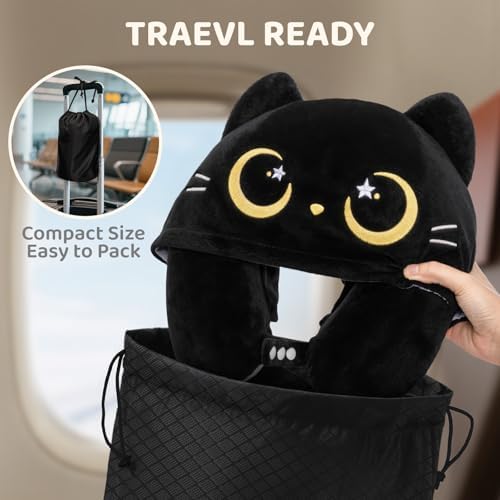 Mewaii Travel Neck Pillow with Hood and Memory Foam