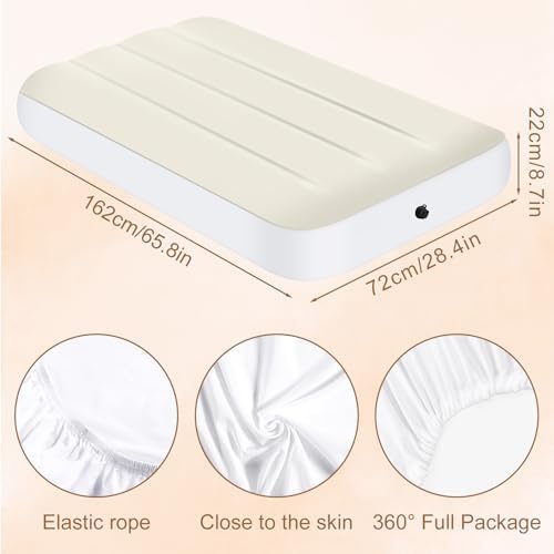 PLULON Kids Air Mattress with White Fitted Sheets
