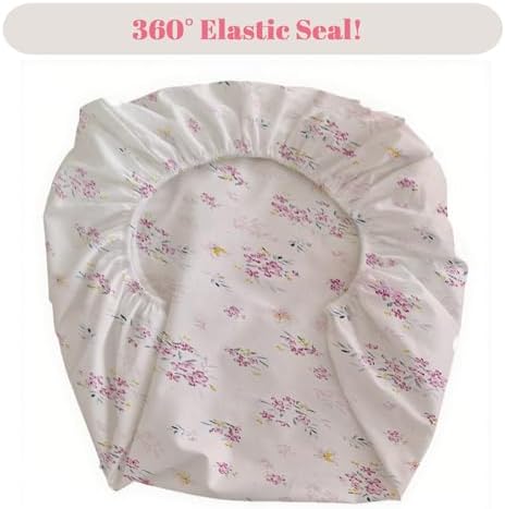 MorroMorn Queen Fitted Sheet with Deep Pocket - Pink Flowers Microfiber