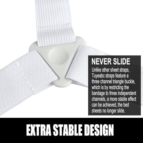 Tuyeabc Bed Sheet Straps 4 Pack White Adjustable