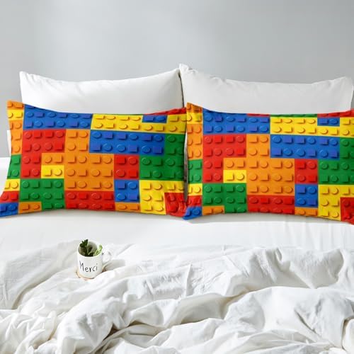 Erosebridal 3D Rainbow Bricks Bed Sheet Set