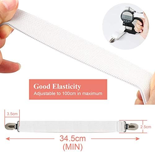 8pcs Adjustable Sheet Straps with Elastic Fasteners - White
