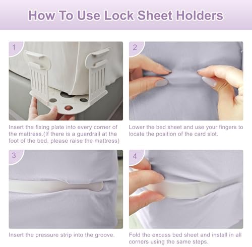 EcoCharm Home Lock Sheet Holders 4pc White-Gray
