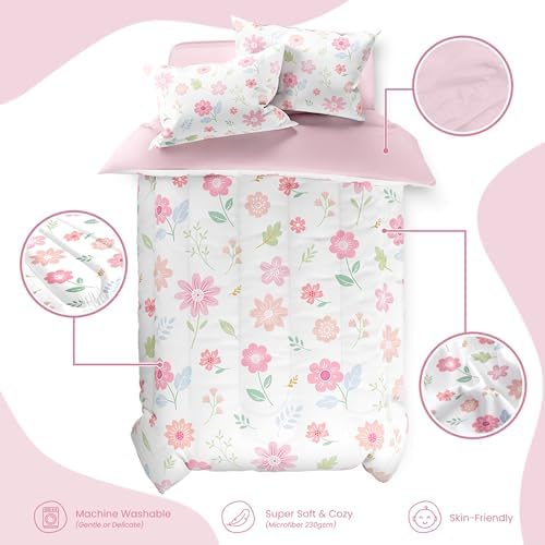 SANDJEST Floral Duvet Cover Set for Kids