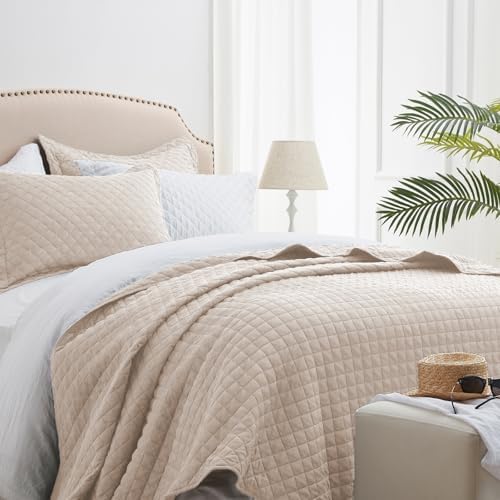 SunStyle Home Beige Diamond Quilt Set Twin 2pcs