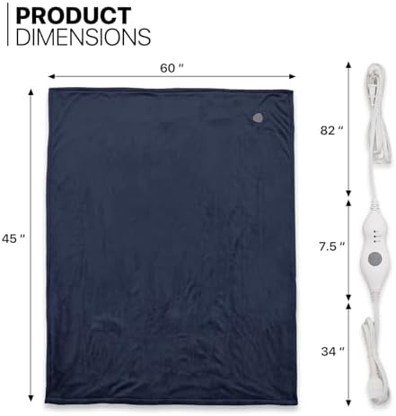 Mollie Soft Flannel Heated Throw Blanket Dark Blue