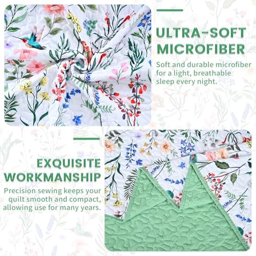 Invoibler Floral Reversible Queen Quilt Set