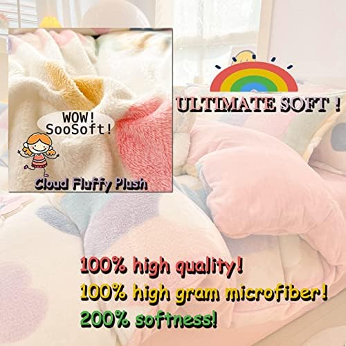 MorroMorn Pink Rainbow Duvet Cover Set for Girls Kids